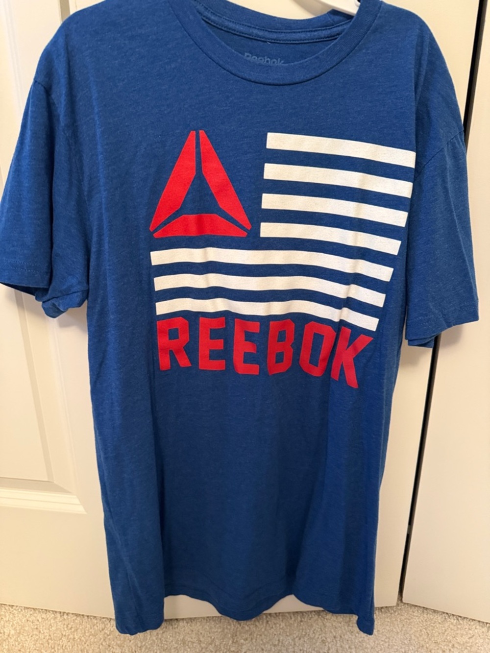 Reebok Blue Short Sleeve Tee with Red & White Logo